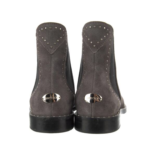Jimmy Choo 6.5 Suede Studded Merril Chelsea Ankle Boots Pull on BOX Flat Gray - Picture 5 of 8